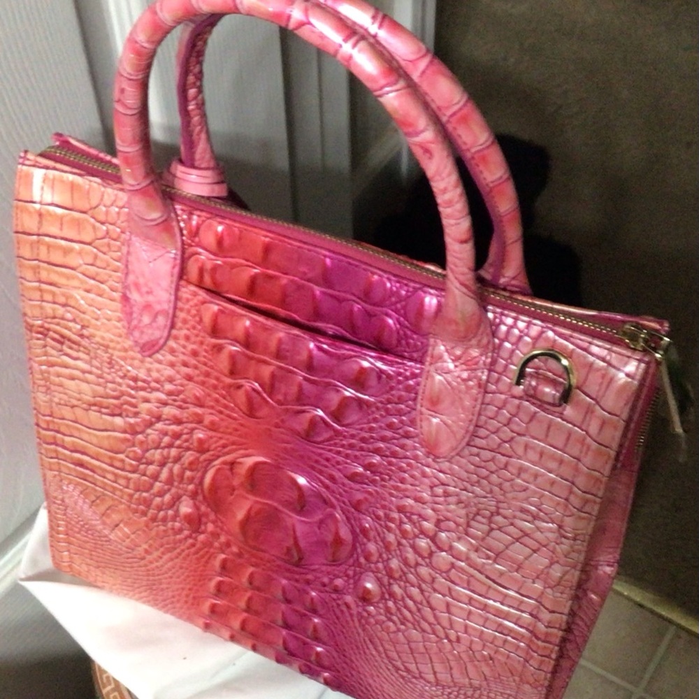 Leather Brahmin Tri-Color Caroline tote.
(Pink, Purple, Coral tones)

NWOT - Picture 6 of 16